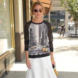 ELIE TAHARI NYC Top, Sheer Long Sleeve Crewneck, EUC, Y2K, Rare! Sz L